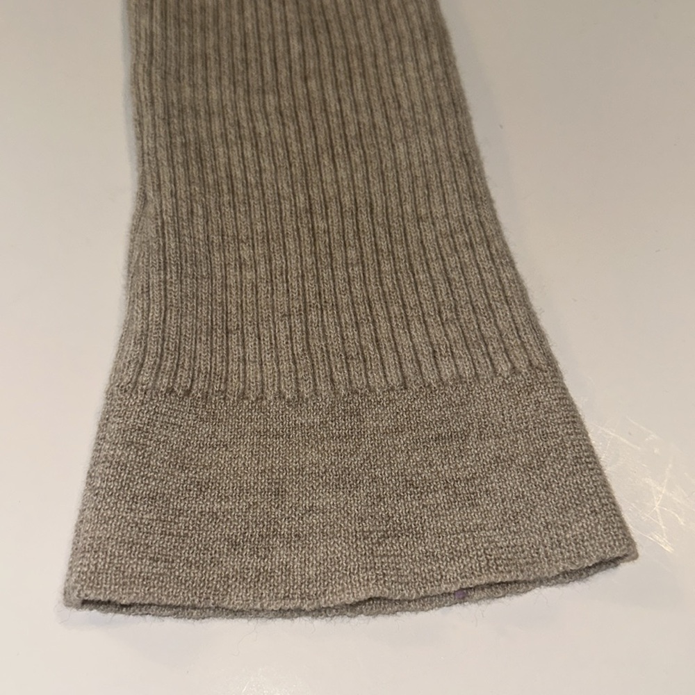 Amour Vert Light Taupe Wool Ribbed Knit Open Front Cardigan Sweater SZ Medium - Picture 7 of 10